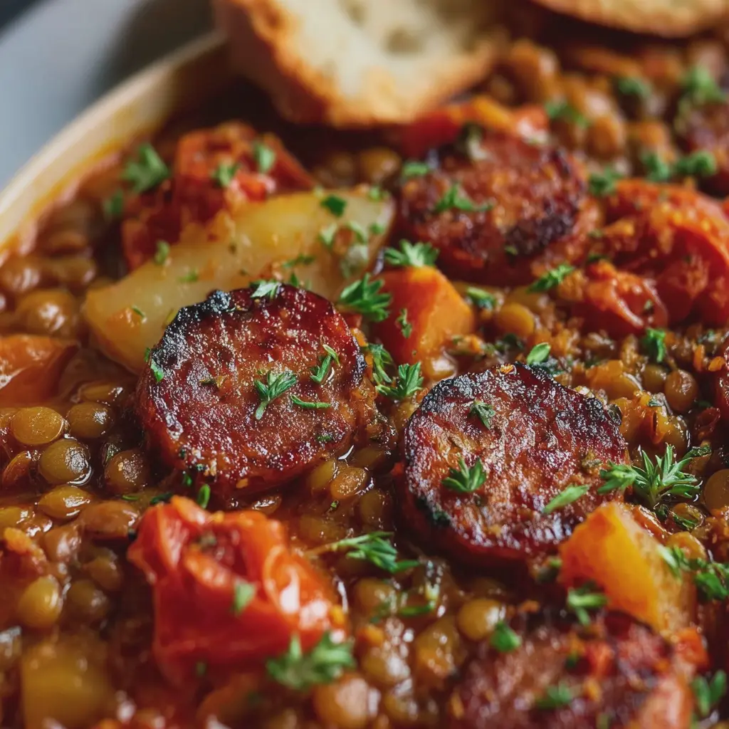 Lentilles fondantes au chorizo
