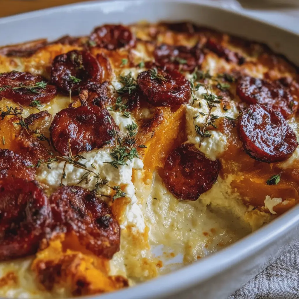 Gratin de Butternut au Chorizo & au Chèvre 🌶️