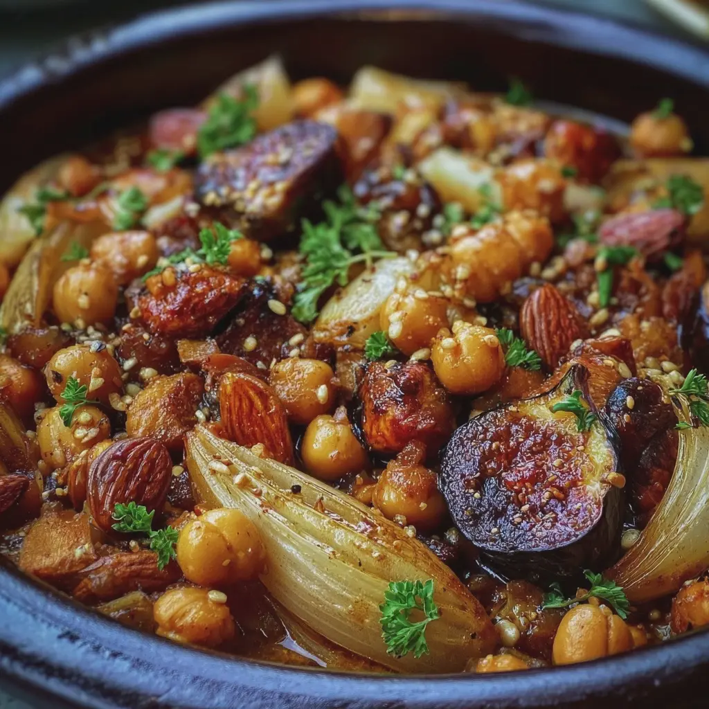 Tajine de Fenouil, Figues & Pois Chiches aux Amandes