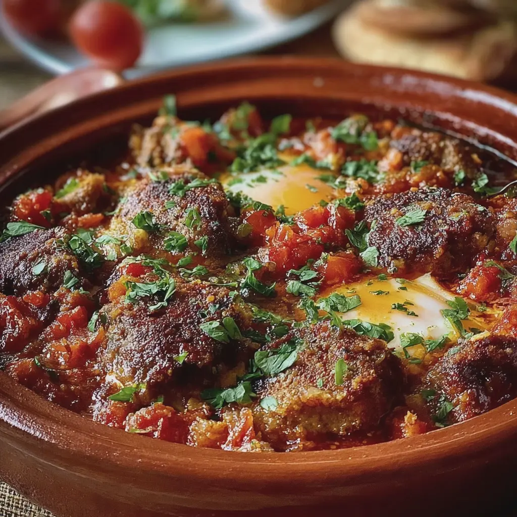Tajine Marocain de Bœuf Haché aux Œufs