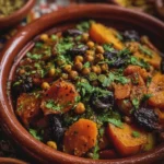 Tajine de Patate Douce, Pruneaux & Pois Chiches