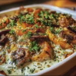 Gratin de Butternut & Champignons, Crème de Cajou aux Herbes