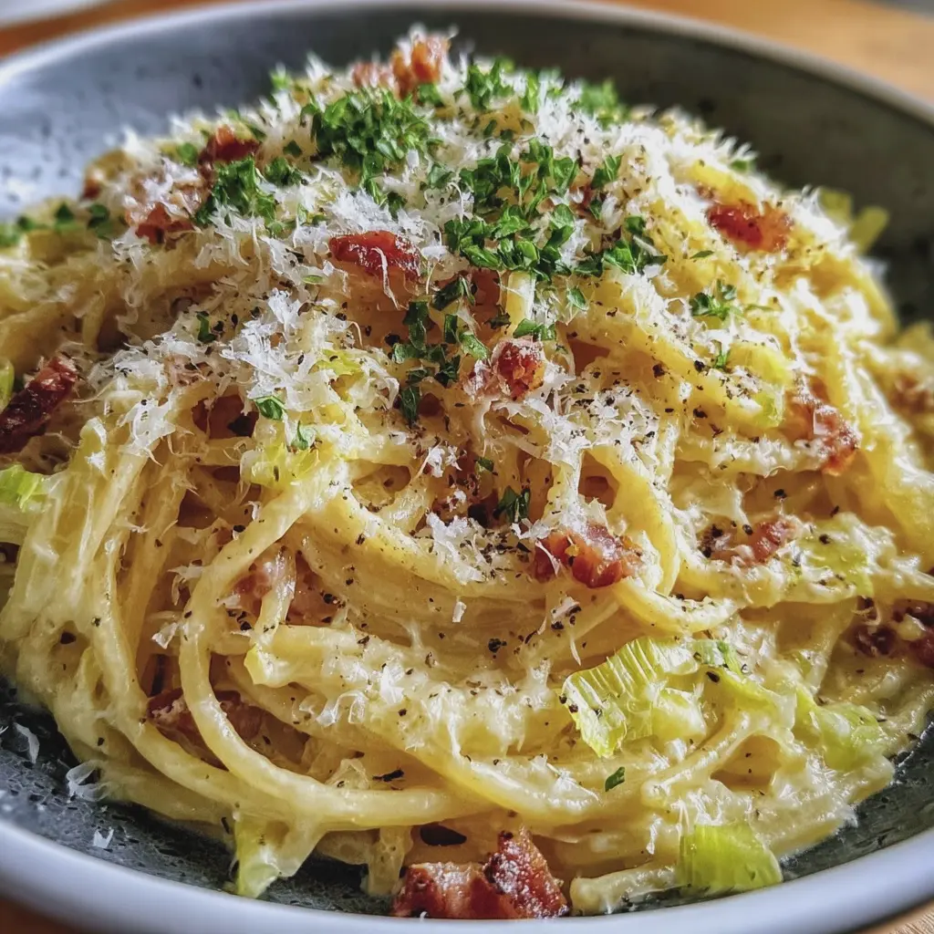 Carbonara légère aux poireaux