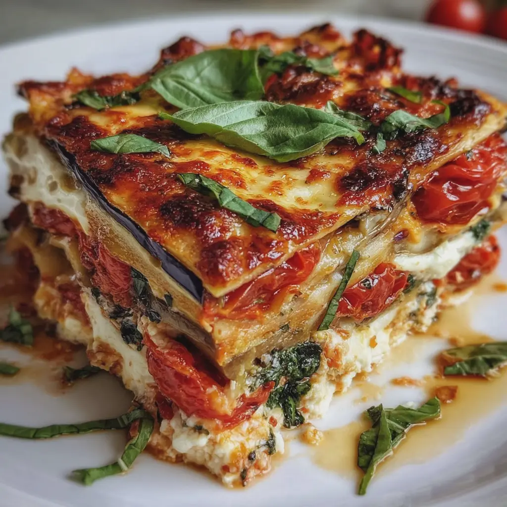 Lasagnes végétariennes aubergines-courgettes, ricotta & tomates