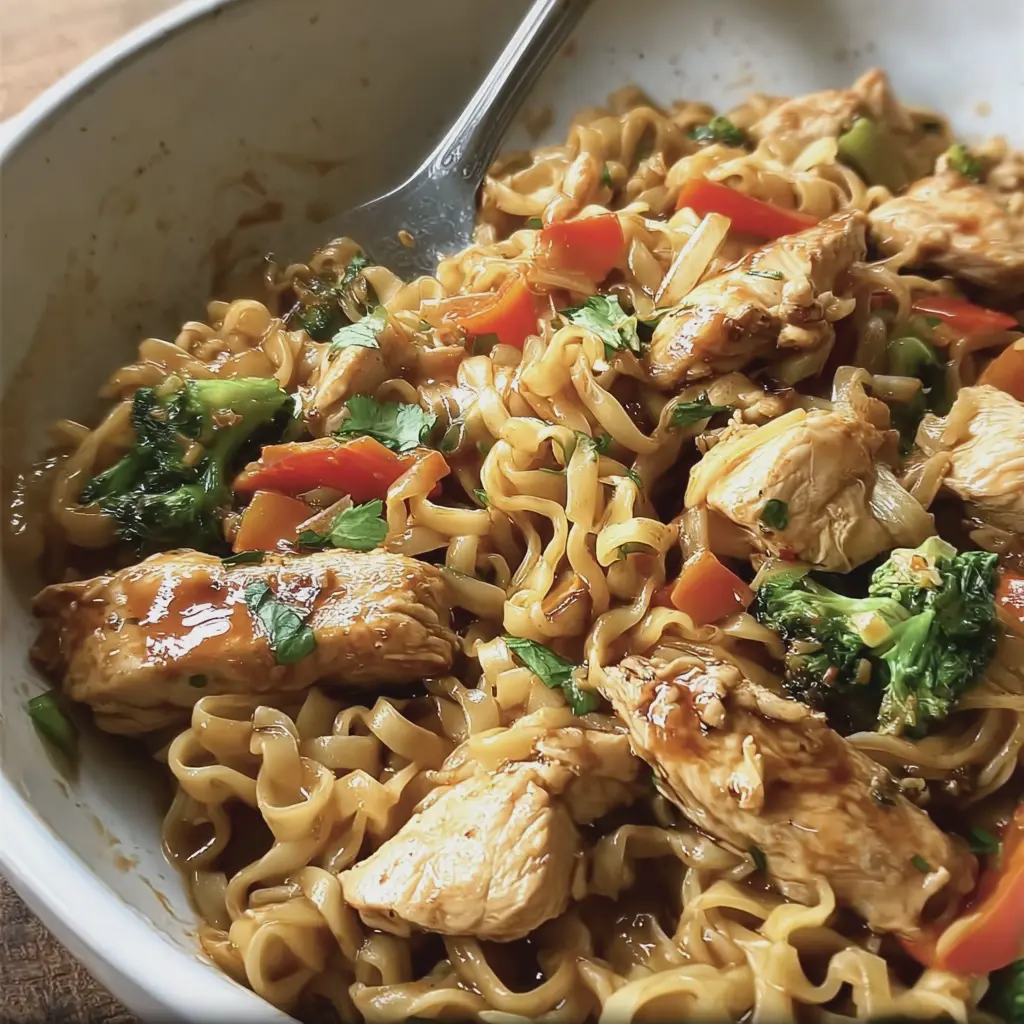 Nouilles sautées au poulet faciles et savoureuses