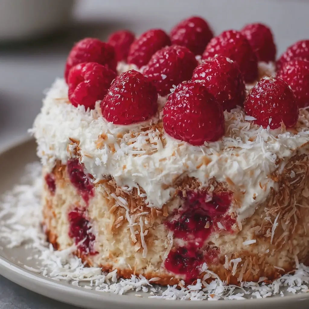 Bowl cake léger aux framboises et à la noix de coco