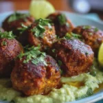 Boulettes de Haricots Rouges et Patate Douce, Sauce Avocat et Citron Vert