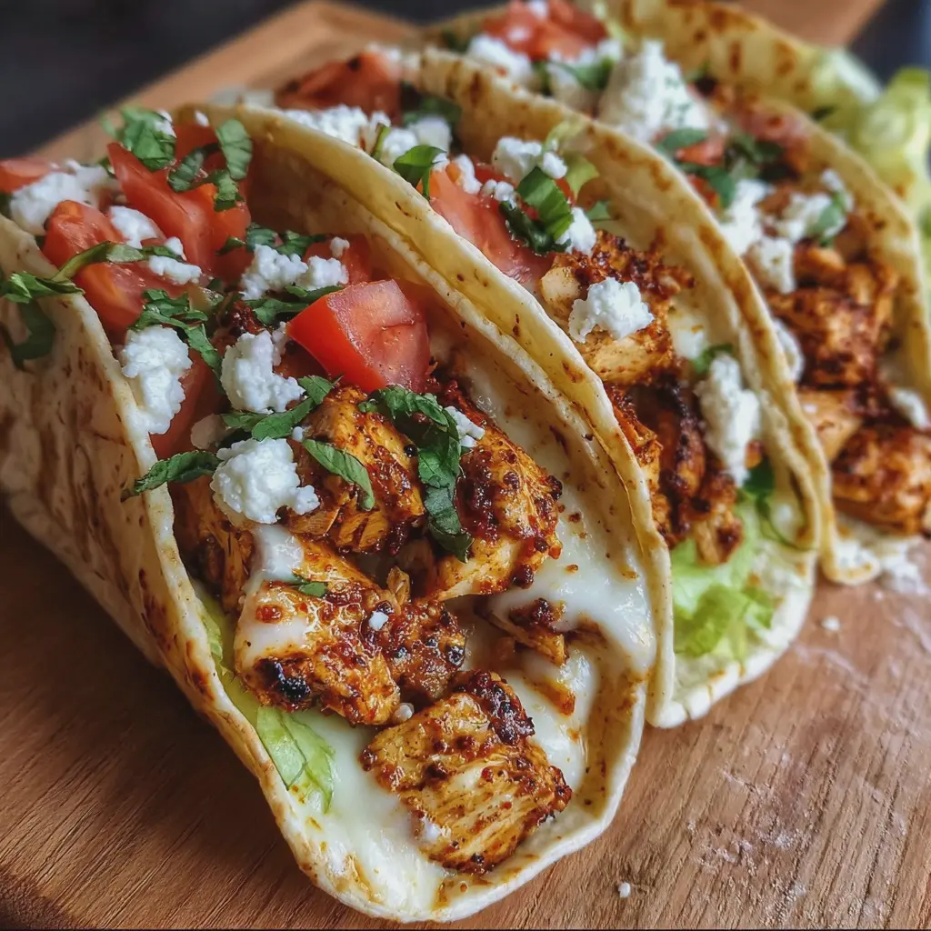 Tacos maison au poulet fondant et mozzarella