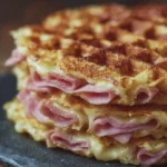 Gaufres salées au jambon et fromage