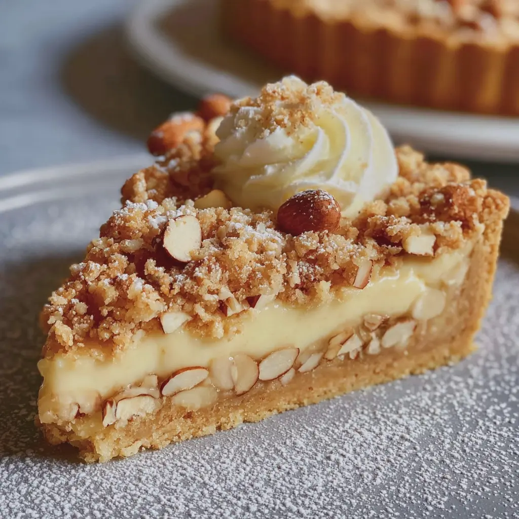 Tarte à la Crème Pâtissière & Crumble aux Amandes