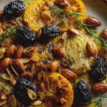 Fenouil Rôti à l’Orange, Olives Noires, Amandes & Romarin
