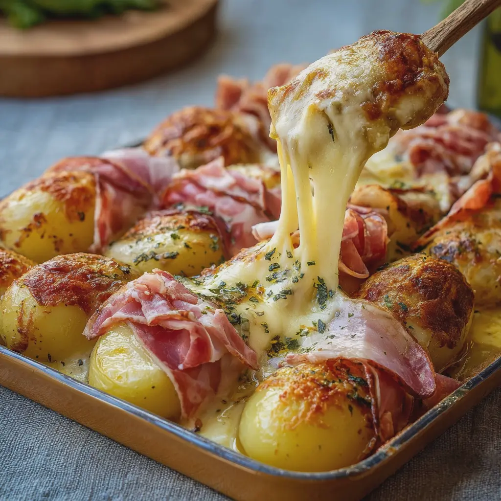 Raclette au four avec pommes de terre et charcuterie