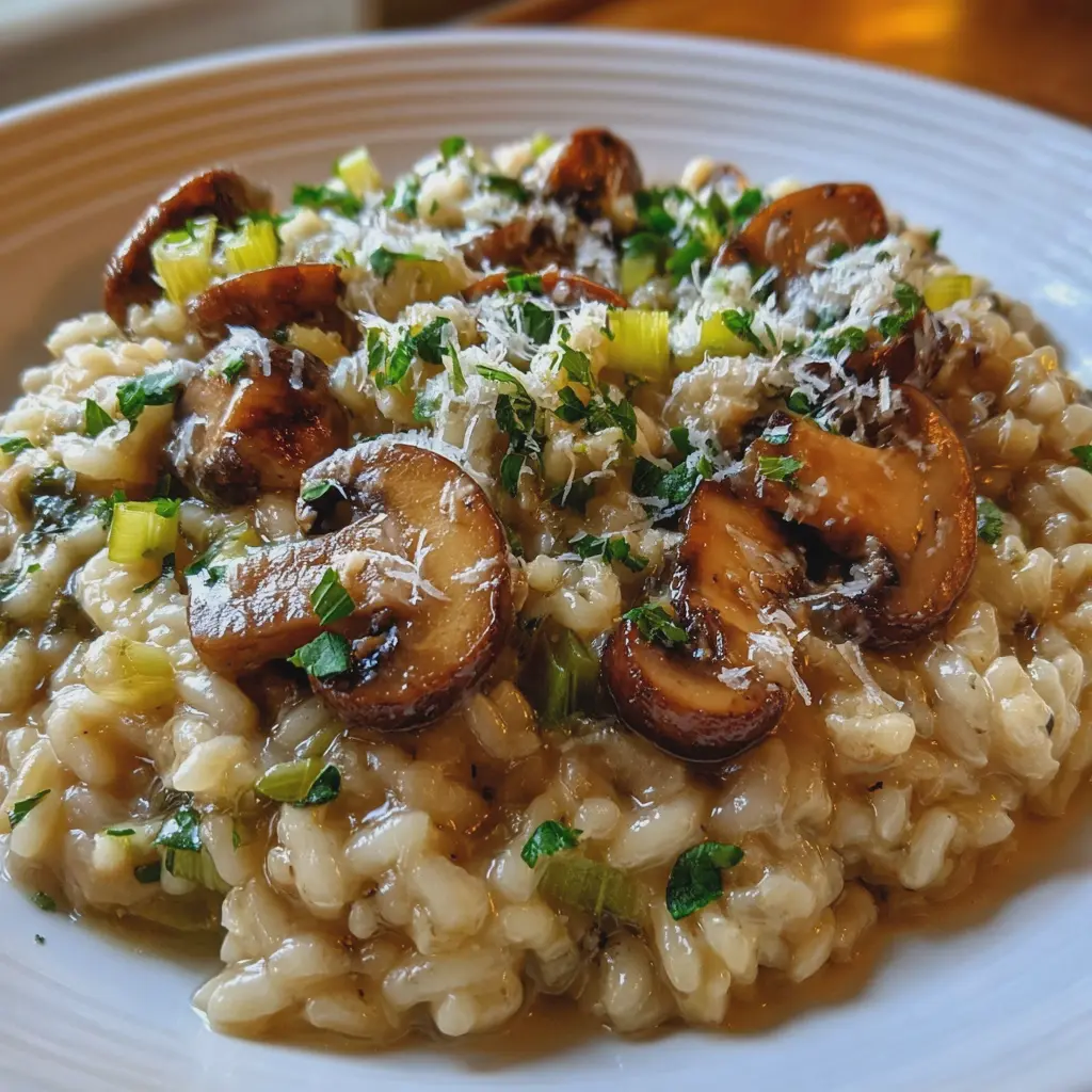Risotto de Poireaux, Champignons & Parmesan