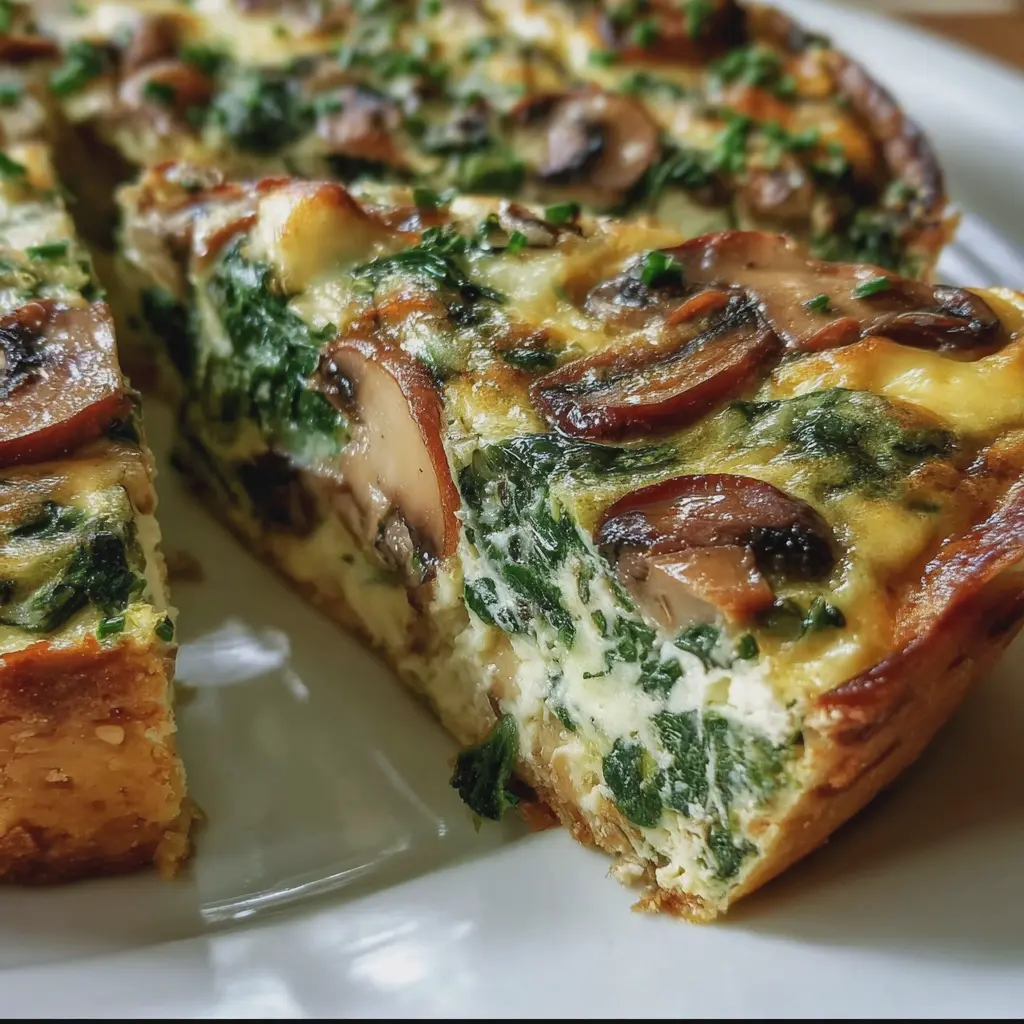 Quiche sans pâte aux épinards & champignons