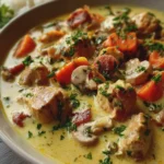 Blanquette de poulet safranée, crémeuse et fondante