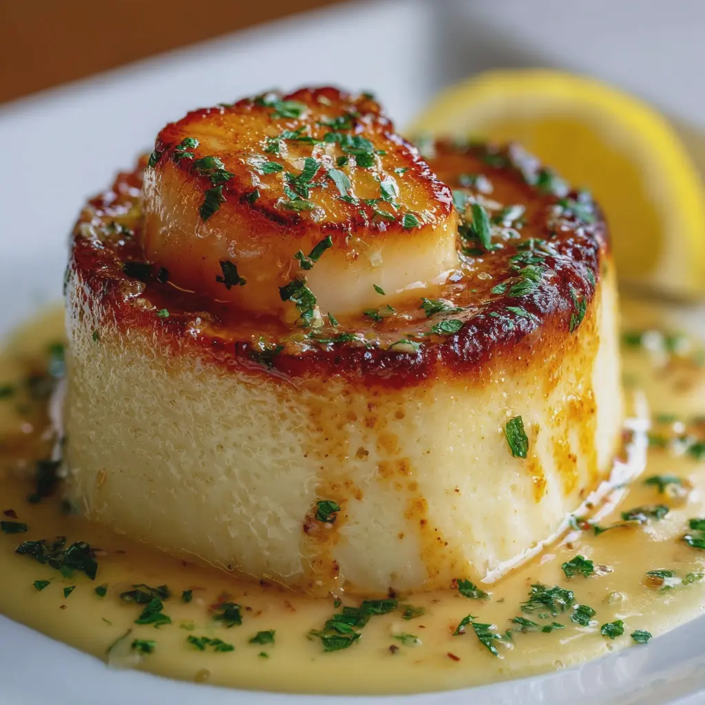 Flan de Saint-Jacques à la sauce citronnée