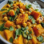 Curry fondant de butternut et pois chiches au lait de coco