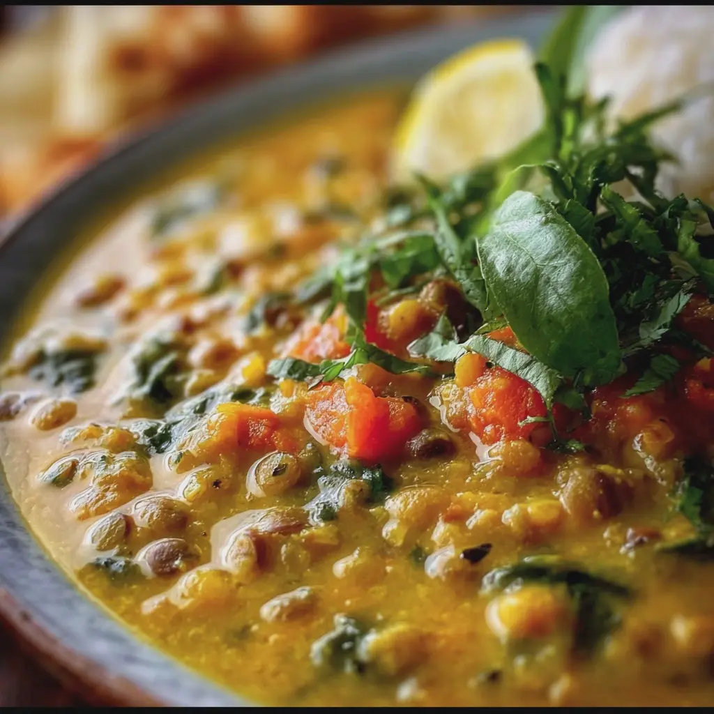 Douceur épicée : curry de lentilles vertes au lait de coco