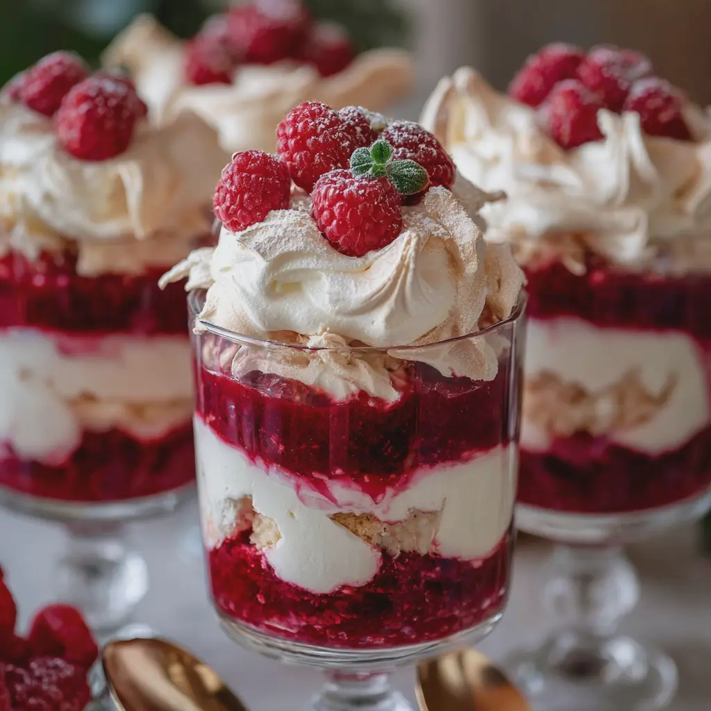 Verrines de Noël Framboise, Mascarpone & Éclats de Meringue