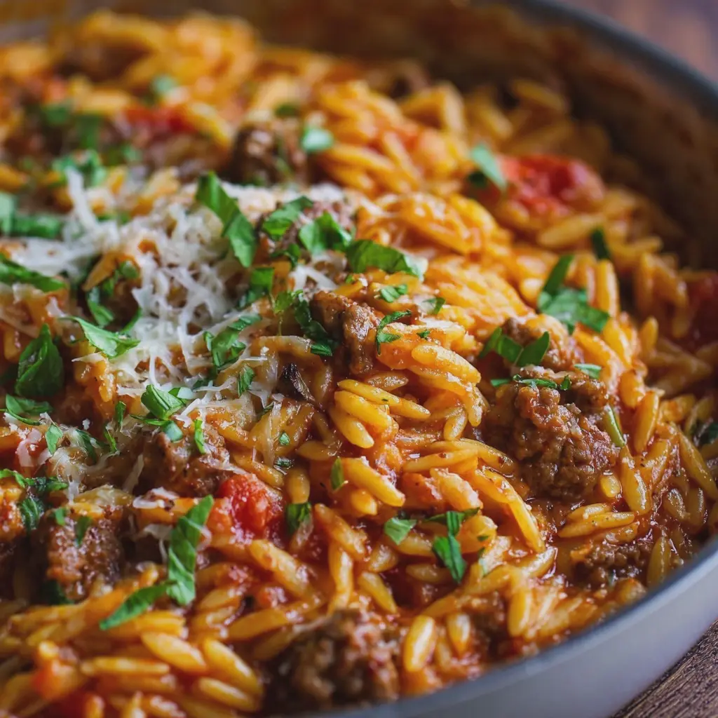 Orzo au bœuf haché One Pot, facile et ultra savoureux