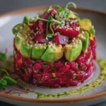 Le Rubis de Terre : Tartare croquant de betterave crue et avocat zesté