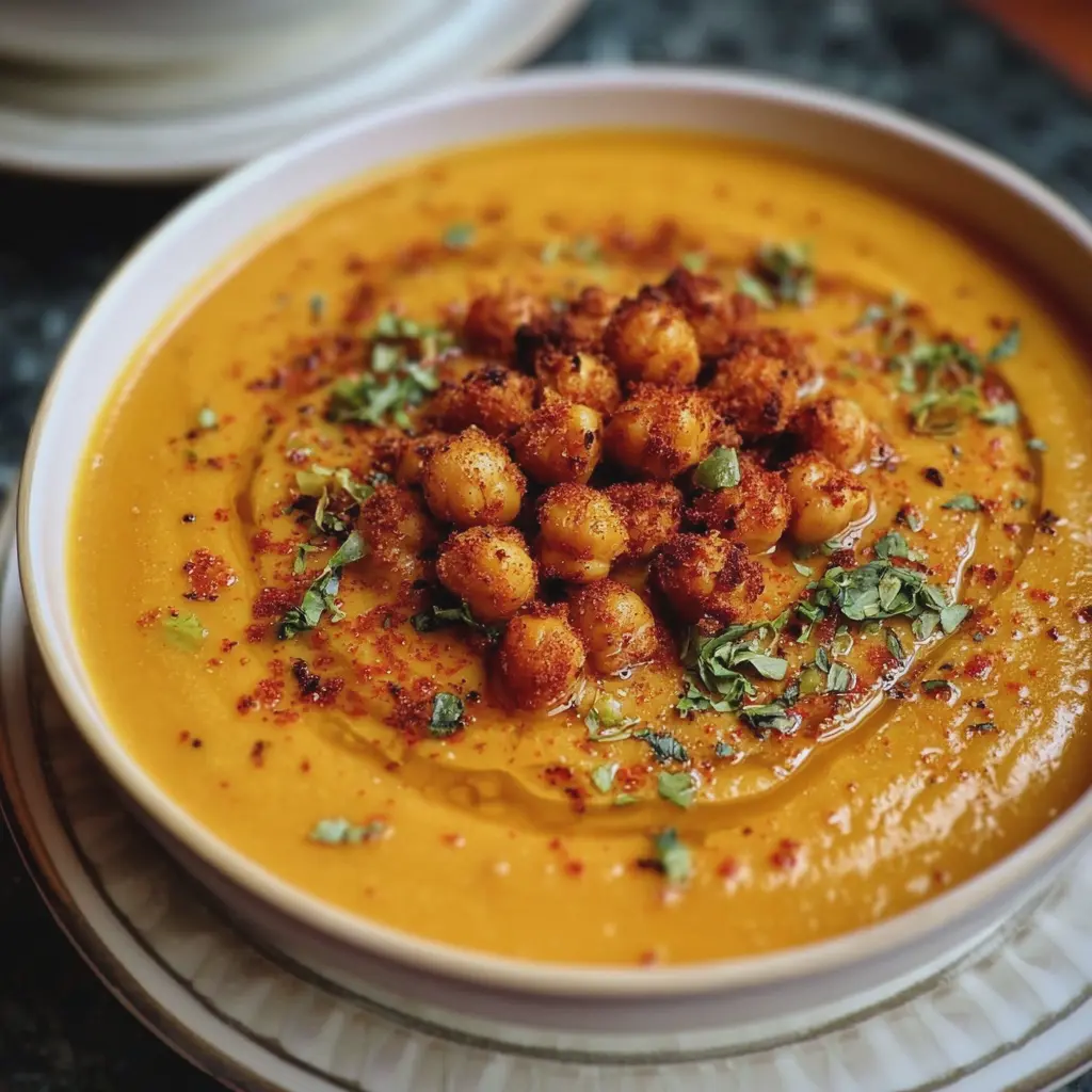 Soupe de Potimarron, Topping Pois Chiches Croustillants & Paprika