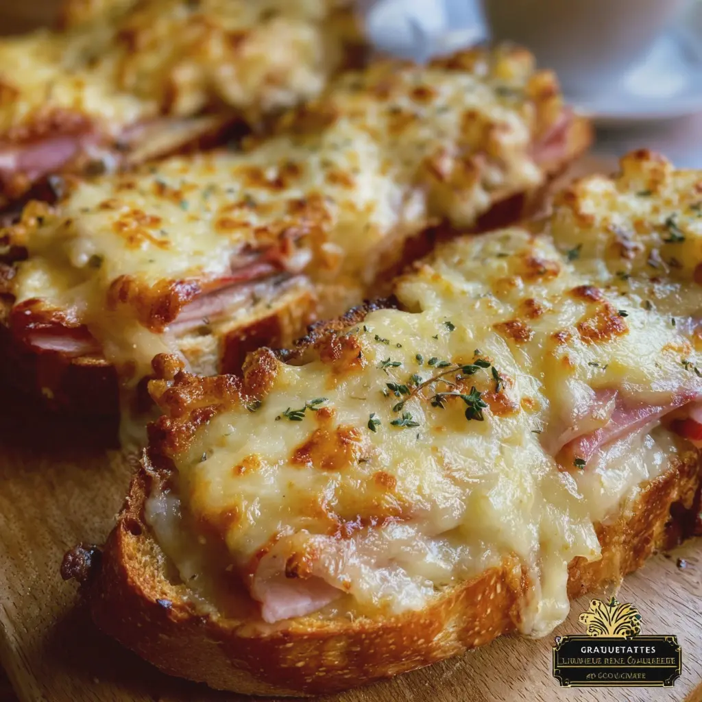 Baguettes Gratinées à la Raclette, Jambon de Volaille et Oignons Fondants