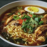 Soupe chinoise au poulet, nouilles & œuf