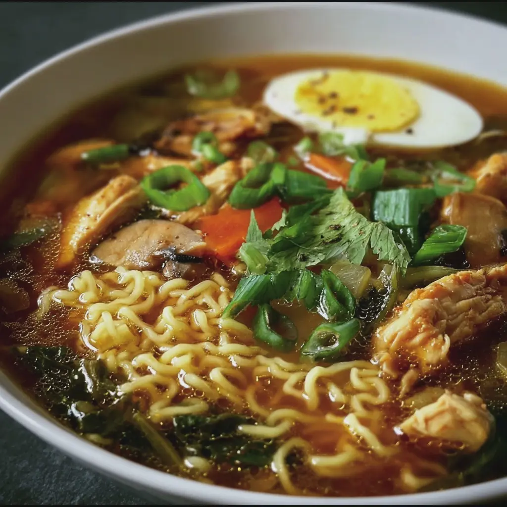 Soupe chinoise au poulet, nouilles & œuf