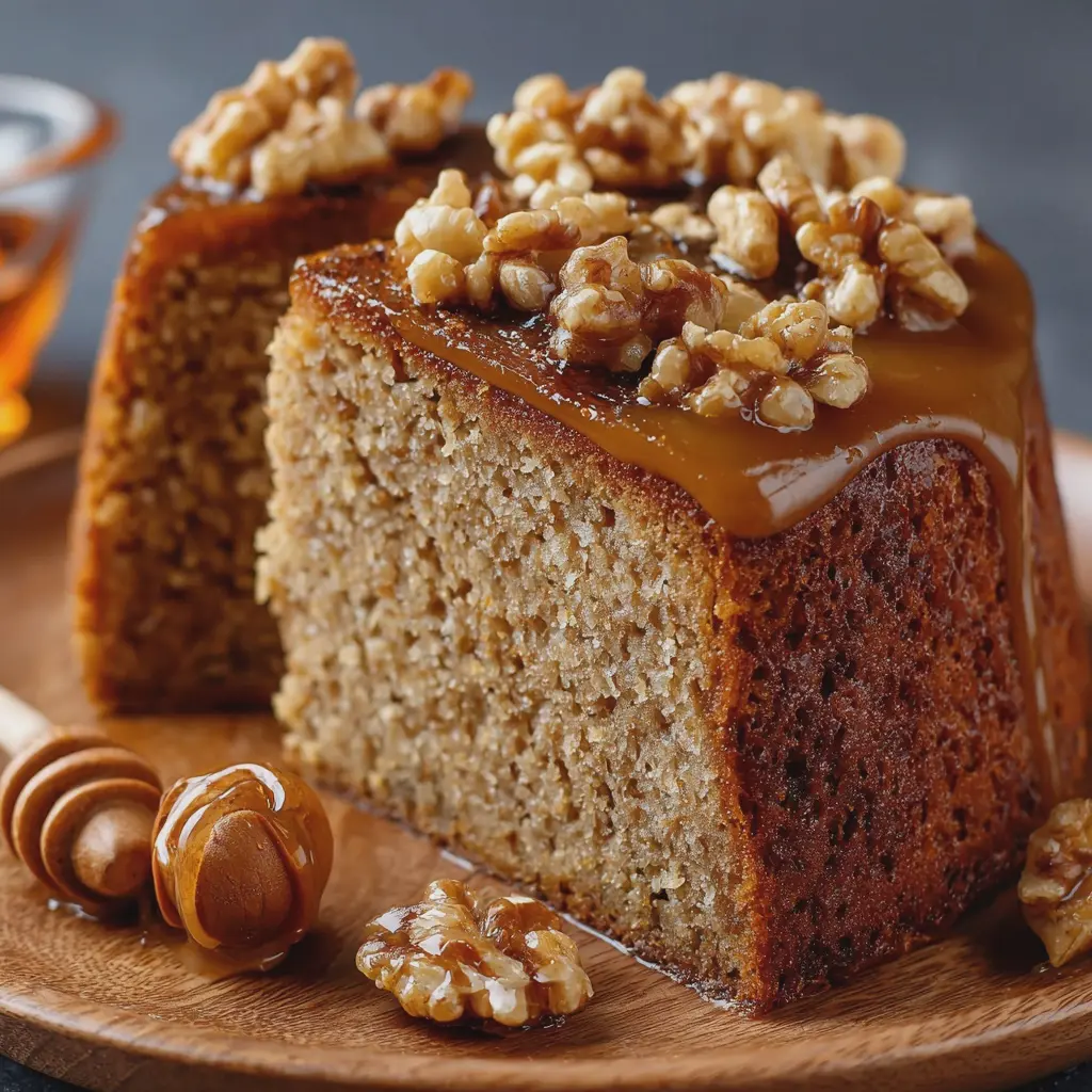 Gâteau fondant aux noix et au miel