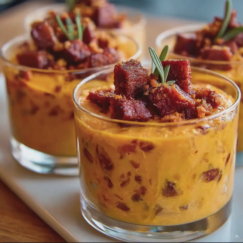 Verrines de butternut au chorizo